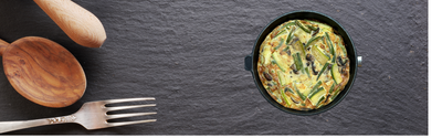 Champignon Frittata met courgette, spekbonen en lavas