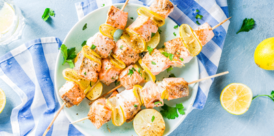 Zalm met citroen spiezen