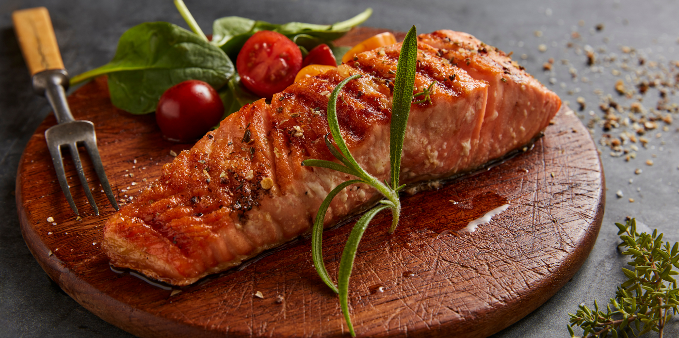 Gegrilde zalm met linzen recept