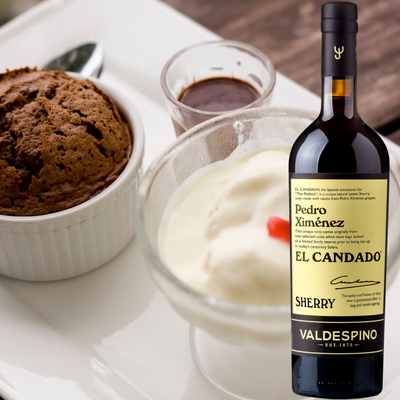 El Candado Pedro Ximenez Valdespino bij chocolade dessert