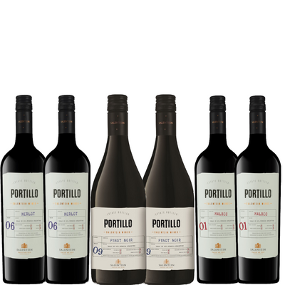 Maak kennis met de rode portillo wijnen (merlot, pinot noir en malbec) met deze variant van de portillo proefdoos